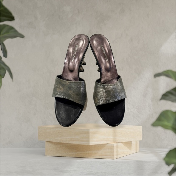 Vintage Ramon Tenza metallic  elephant heel mules new never worn 7.5 - Picture 2 of 9